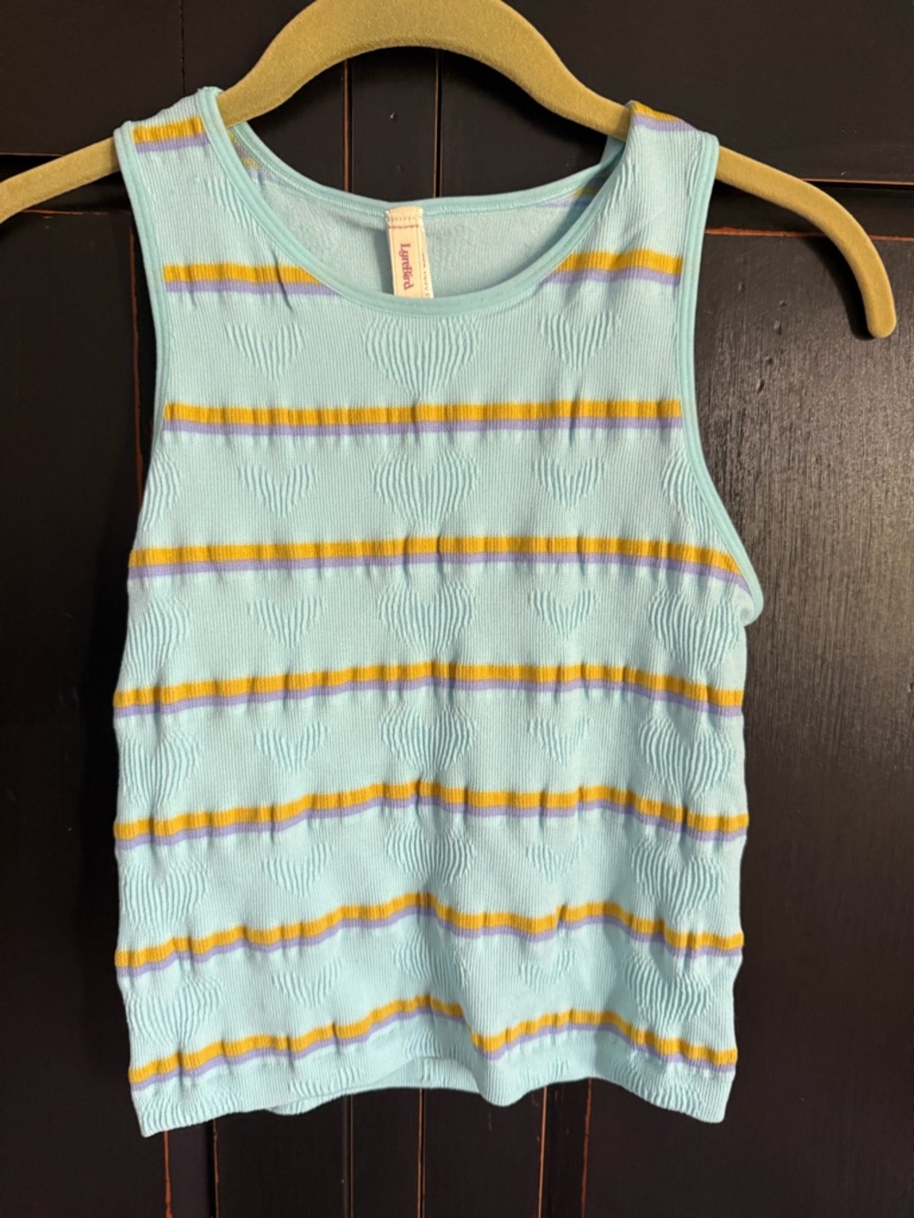 Anthropologie Light Blue Tank with Yellow and Lavender Stripes